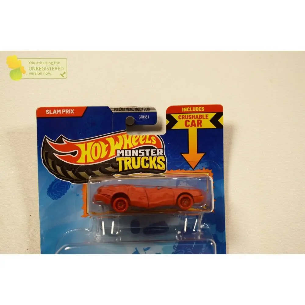 Hot Wheels Monster Truck Slam Prix and Crushed Sedan Sudden Stop 1/64 Scale